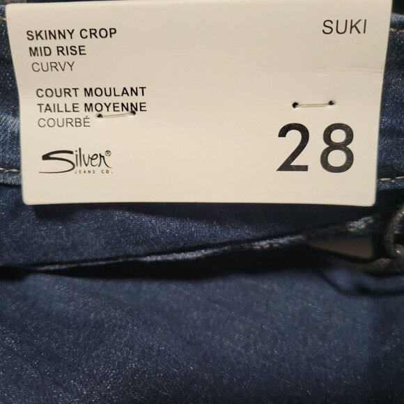 Silver Suki Skinny Crop Mid Rise Curvy Jeans Womens Size 26 Dark Wash Denim Pant - Picture 4 of 9